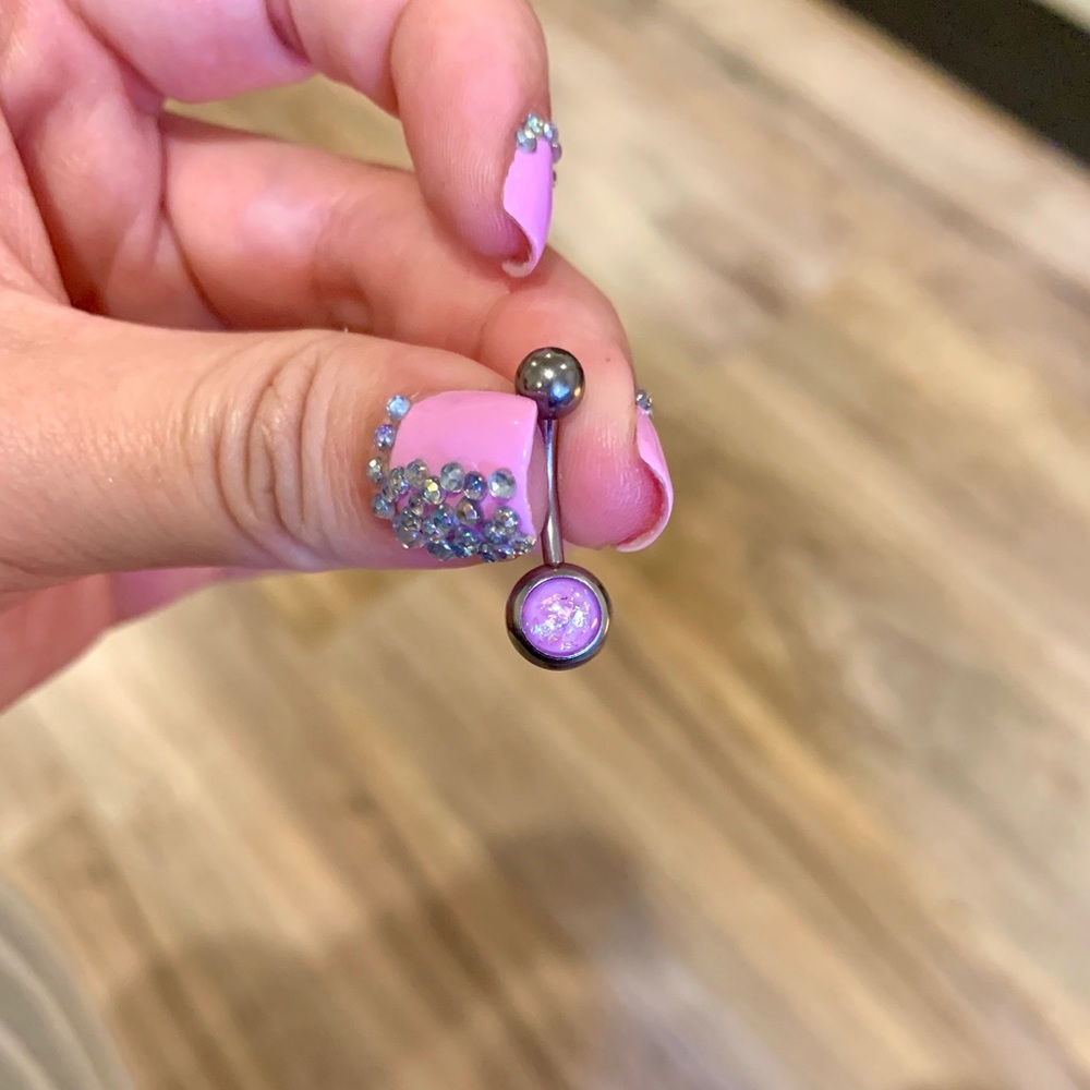 Lilac opalite belly ring